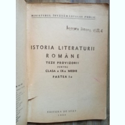 Istoria Literaturii Romane- Teze provizorii pentru clasa a IX-a partea I