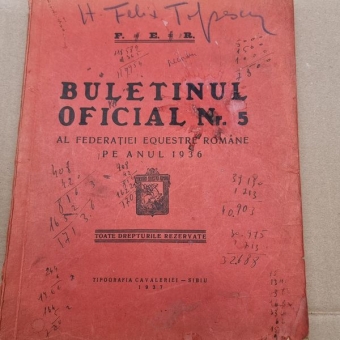 BULETINUL OFICIAL AL FEDERATIEI EQUESTRE ROMANE PE ANUL 1936,