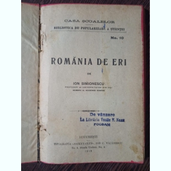 Ion Simionescu - Romania de Eri