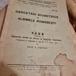 Ioan N. Fisteag - Cercetari biometrice la albinele Romanesti Teza pentru obtinerea titlului de Doctor in Medicina Veterinara