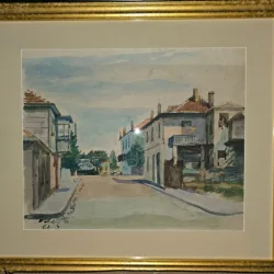 Tablou Vasile Velisaratu - Strada din Tulcea (acuarela)