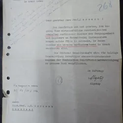 Adresa in limba germana a Legatiei German din Bucuresti din 11.X.1943 prin care nemtii se interesau de un scriitor aflat in suferinta si mizerie