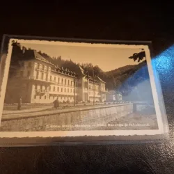 Carte postala , Baile Slanic-Moldova , Hotel Racovita si Inhalatorul , alb negru - Necirculata
