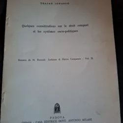 Quelques considerations sur le droit compare et les systemes socio-politiques - Trajan Ionasco