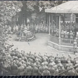 Fotografie tip Carte postala, procesiune militara germana din primul razboi mondial