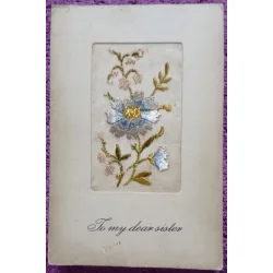 Carte postala, Felicitare floare realizata manual, perioada interbelica