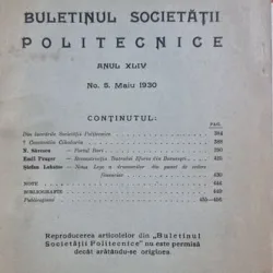 Buletinul Societății Politecnice, Anul XLIV, No. 5, publicat în Mai 1930