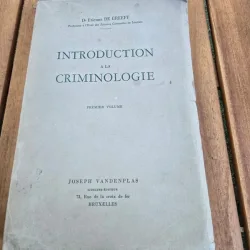 Introduction a la criminologie - Etienne de Greeff premiere volume