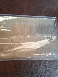 Carte postala alb negru , Slanic Moldova , vederea a parcului  - Foto Weiss