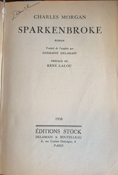 Sparkenbroke (carte in franceza) - Charles Morgan