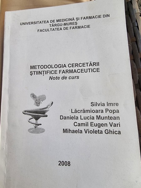 Metodologia Cercetarii Stiintifice Farmaceutice. Note de curs
