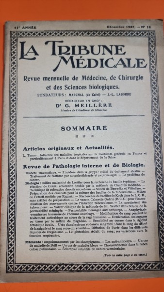 La Tribune Medicale 61 Annee Decembre 1927 Nr. 12