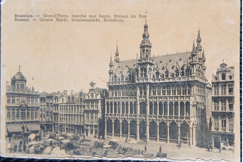 Carte postala, Bruxelles, Grand Place, marche aux fleurs, perioada interbelica