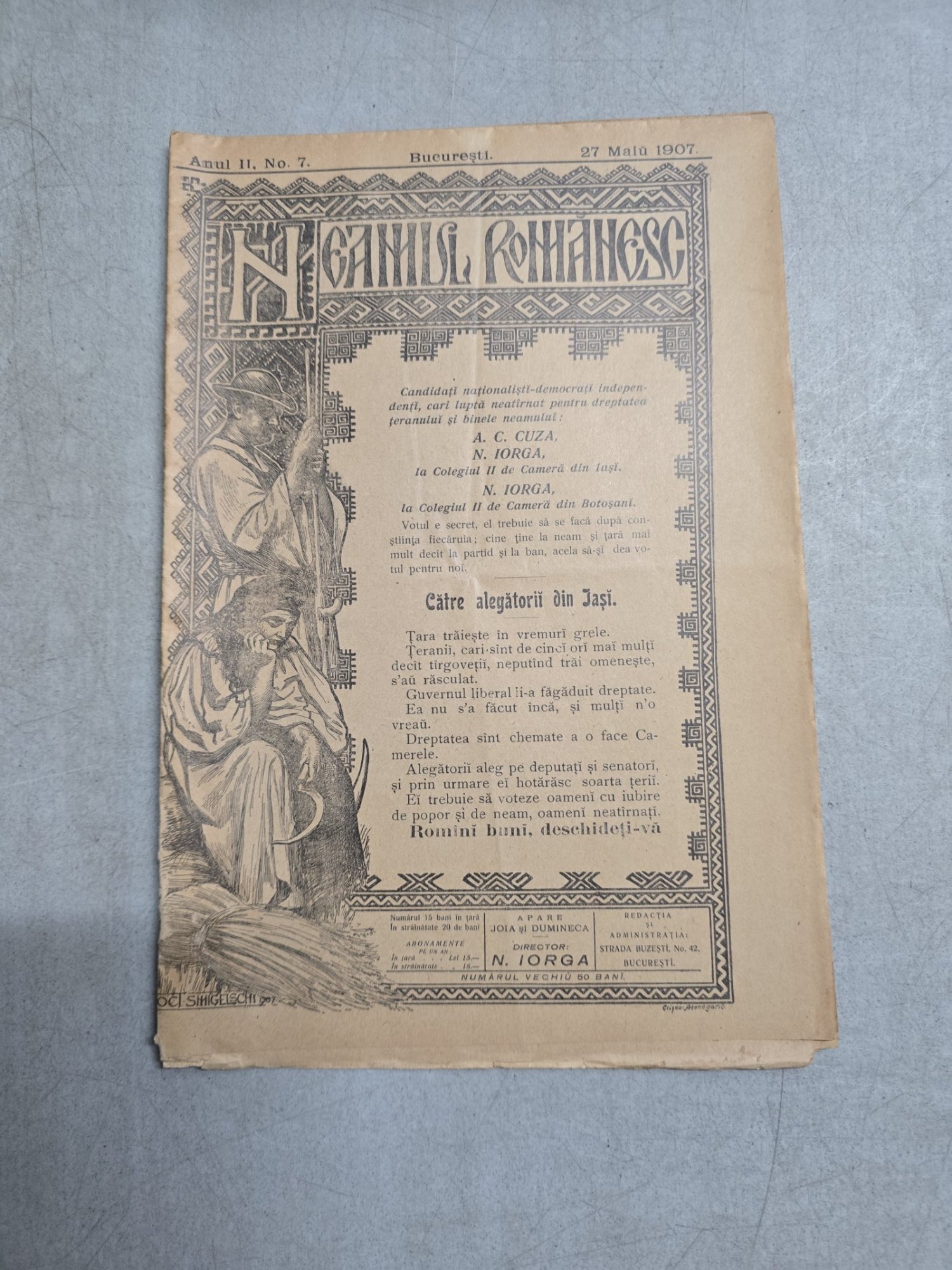 Neamul Românesc  nr. 6/24.05.1907 -  Director N. Iorga