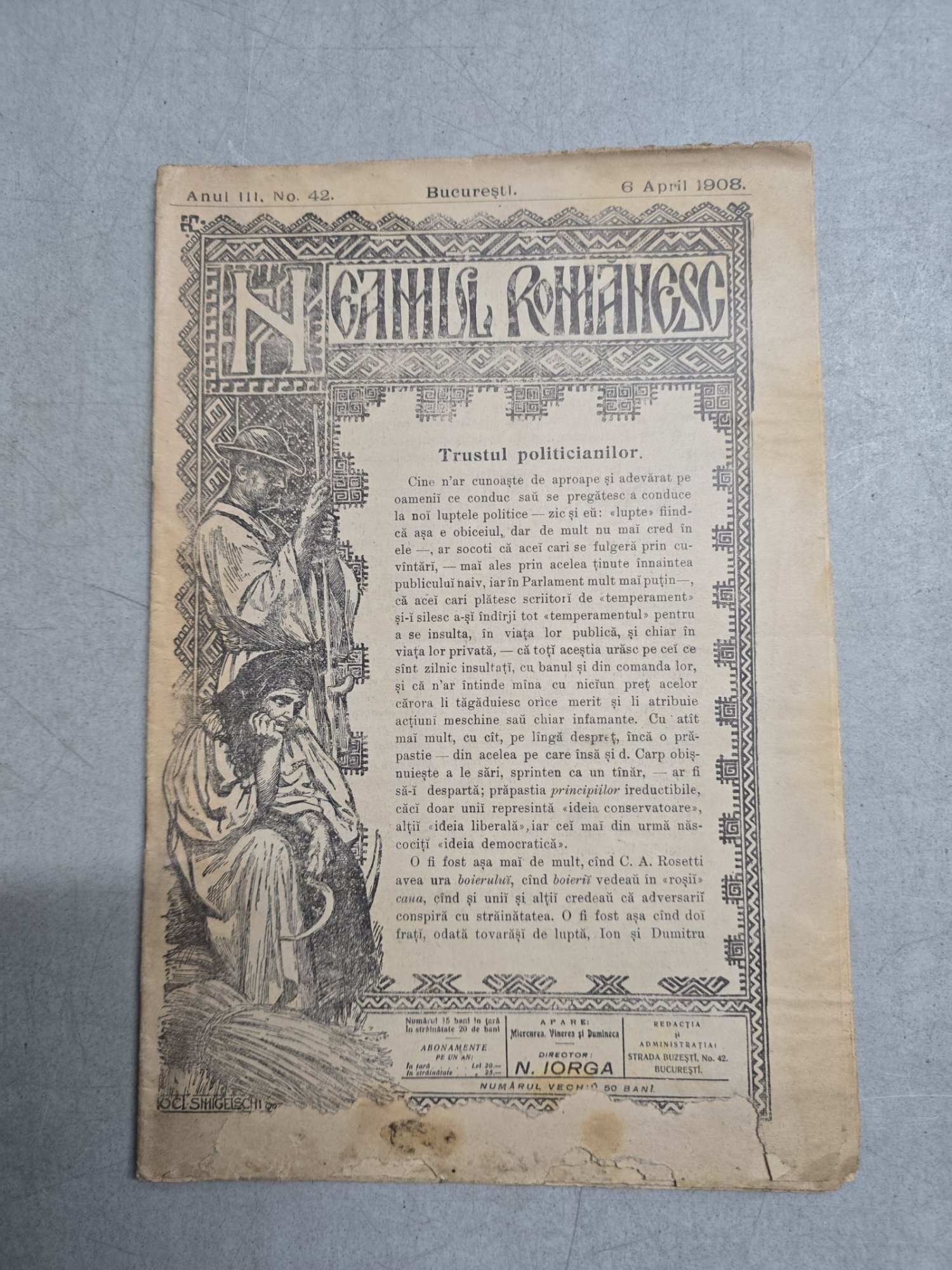 Neamul Românesc  nr. 42/06.04.1908 - N. Iorga