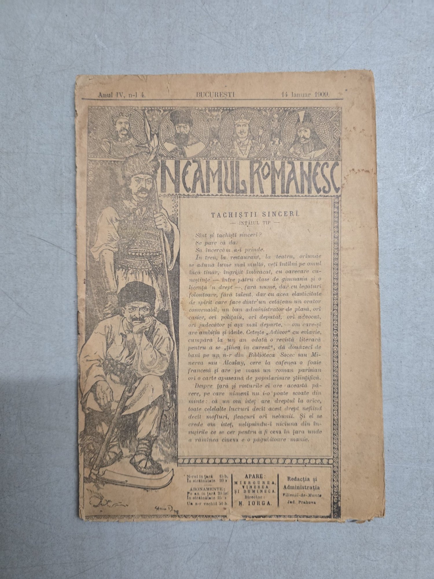 Neamul Românesc  nr. 4/14.01.1909 - N. Iorga