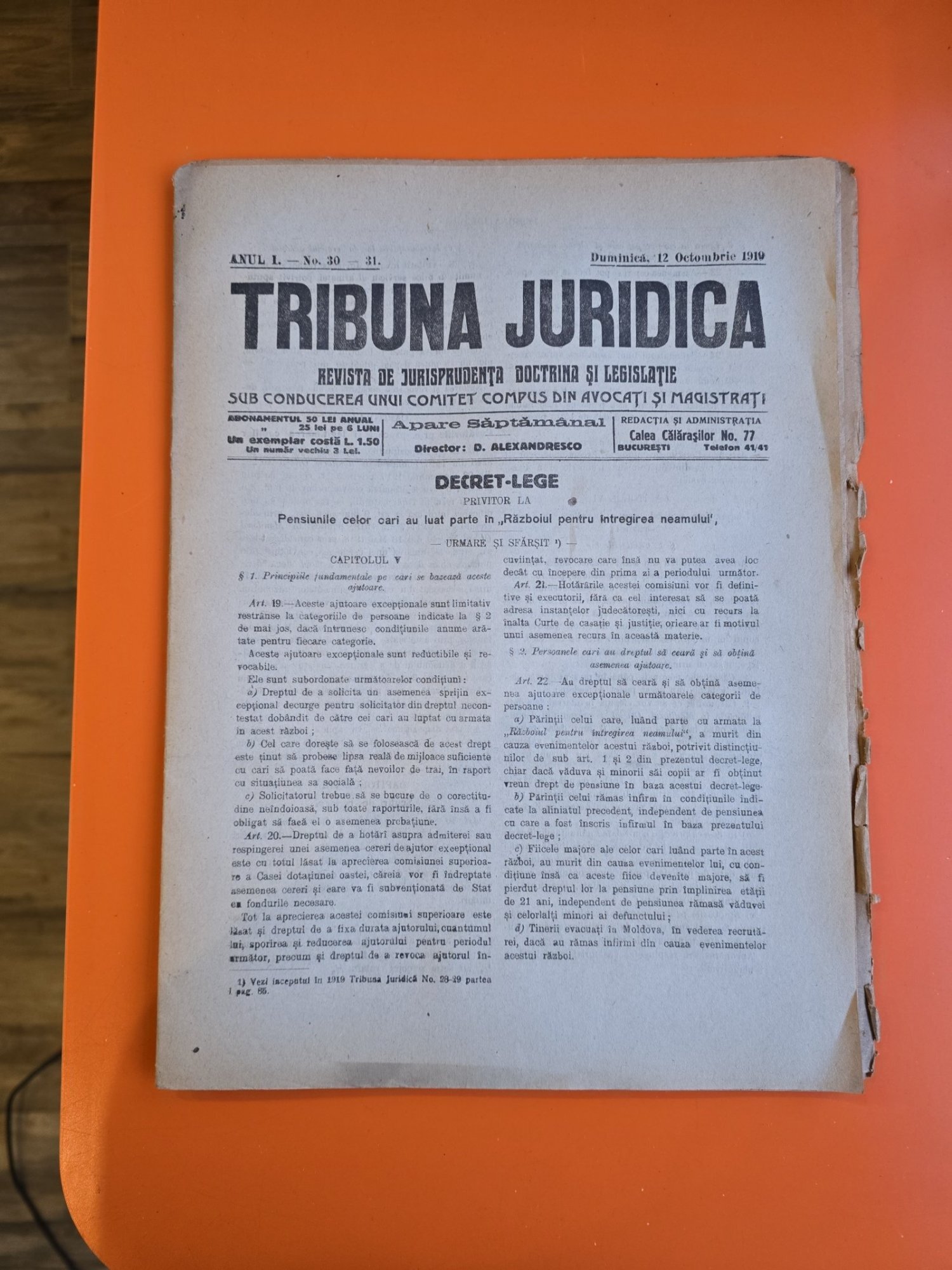 Tribuna Juridica nr. 30-31/12.10.1919 -