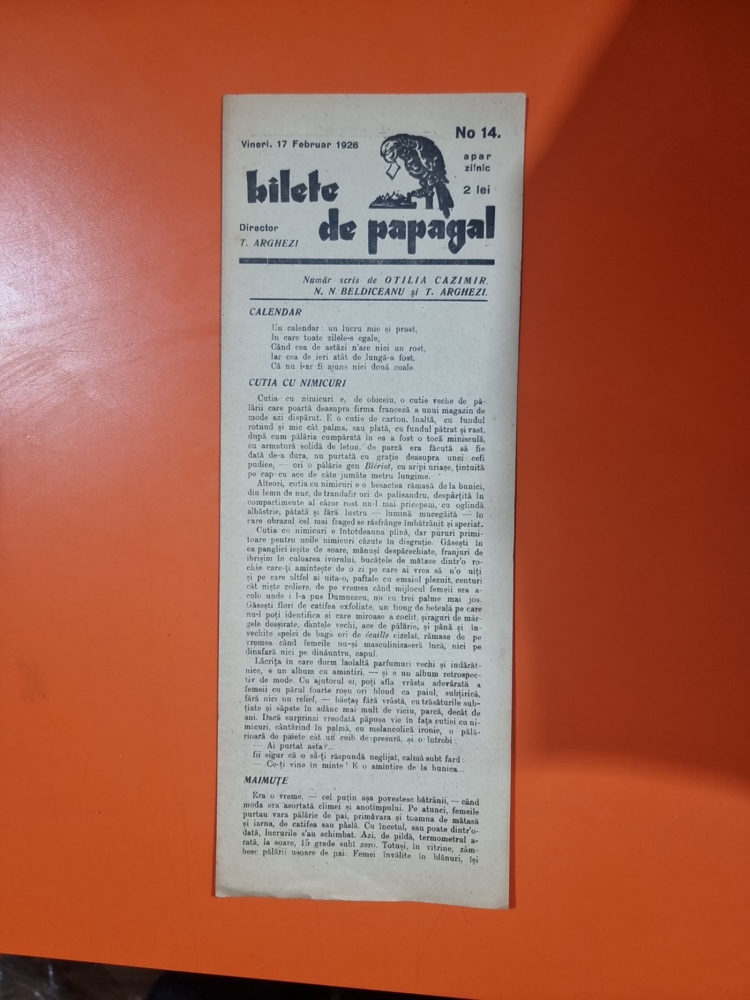 Bilete de papagal - no. 14 / 17 februarie 1928