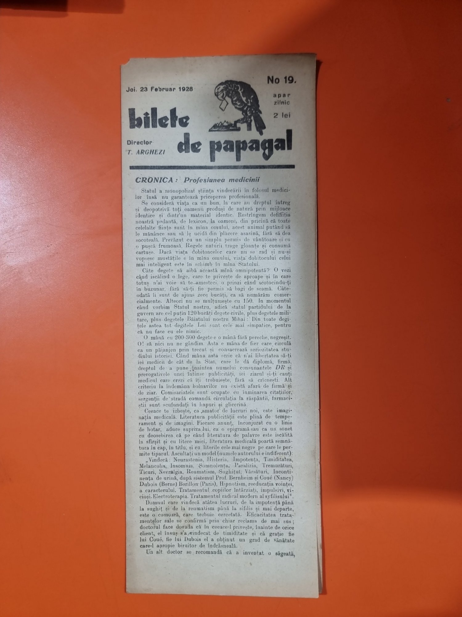 Bilete de papagal - no 19 / 23 februarie 1928