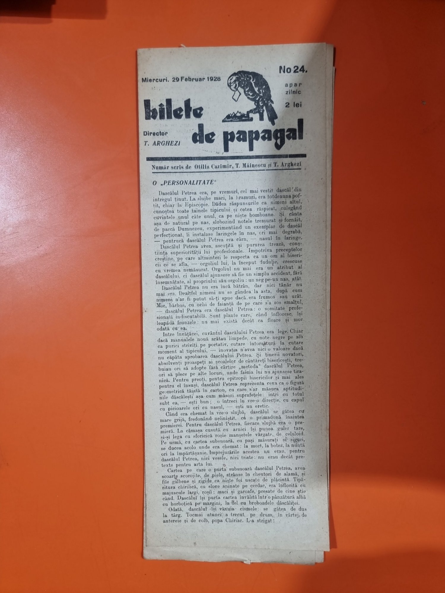 Bilete de papagal - no 24 / 29 februarie 1928