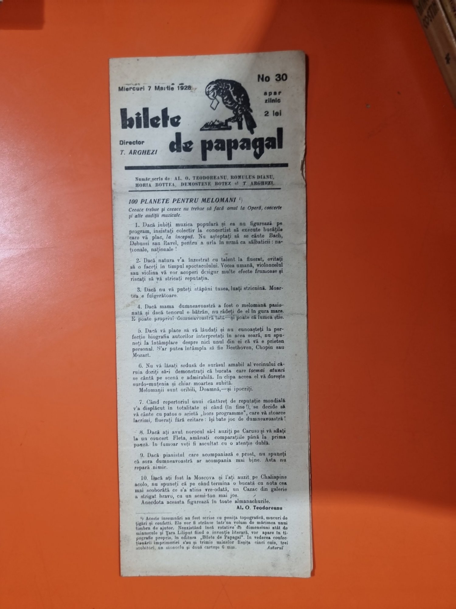Bilete de papagal - no 30 / 7 martie 1928