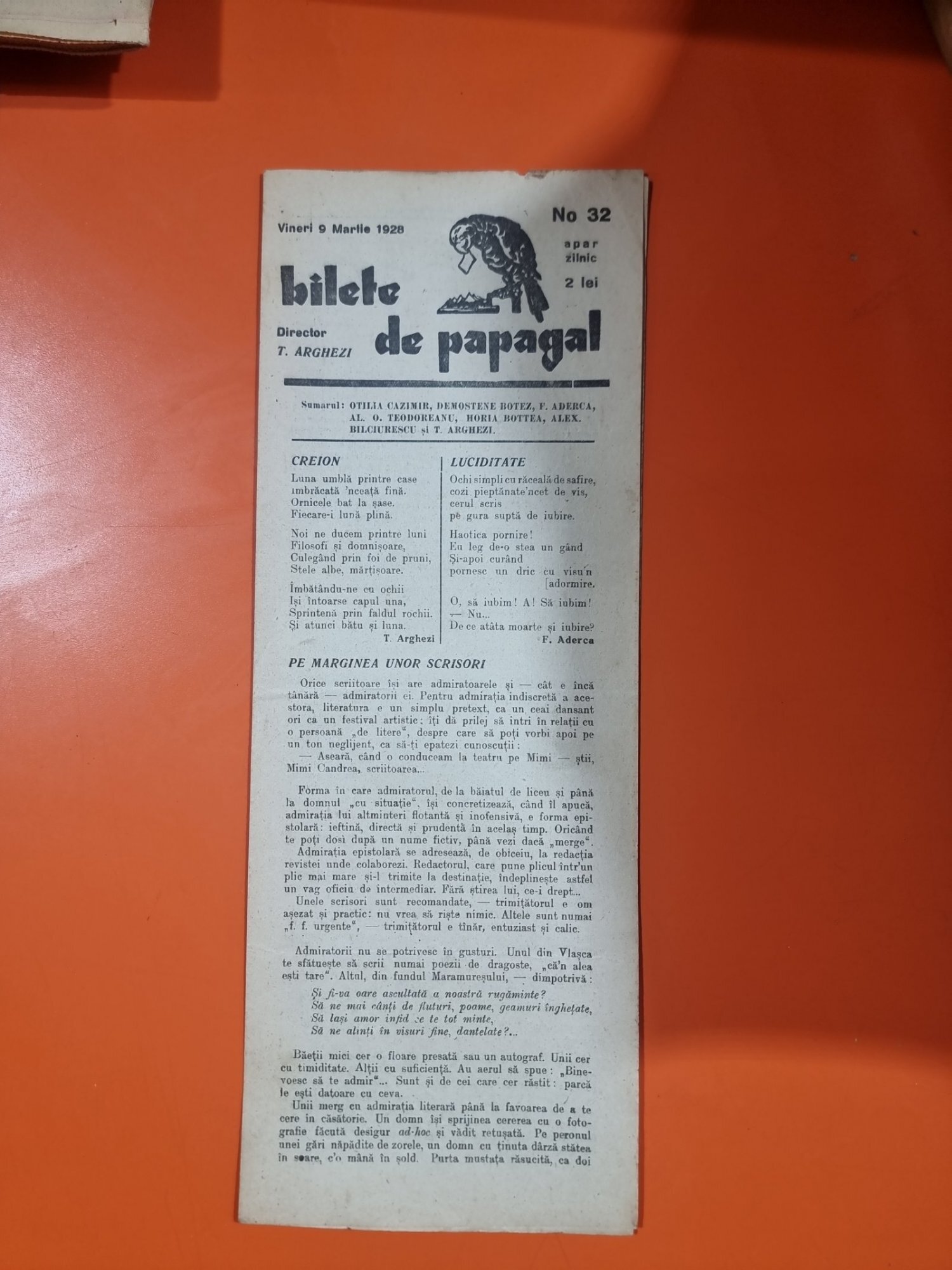 Bilete de papagal - no 32 / 9 martie 1928