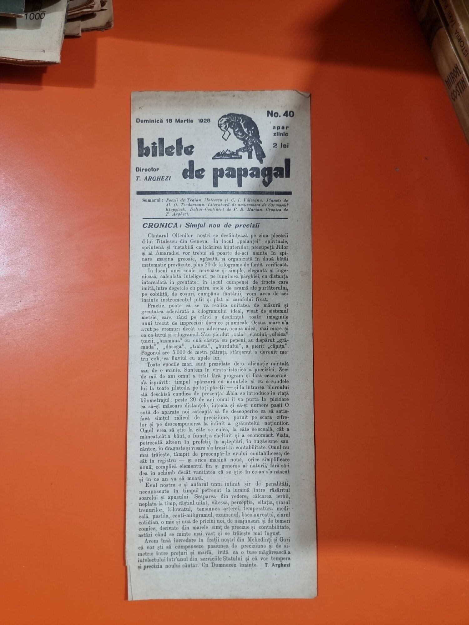 Bilete de papagal - no 40 / 18 martie 1928