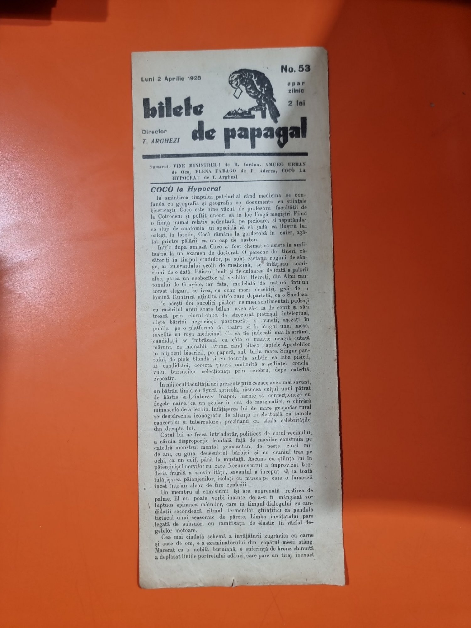 Bilete de papagal - no 53 / 2 aprilie 1928