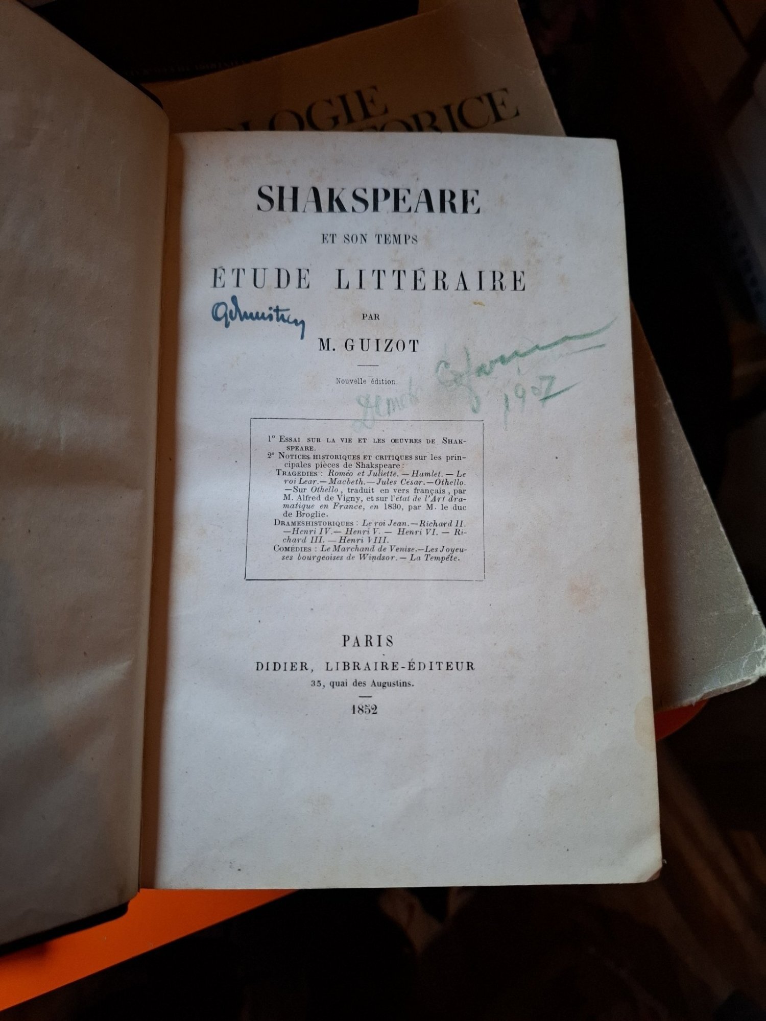 Shakspeare et son temps - M. Guizot