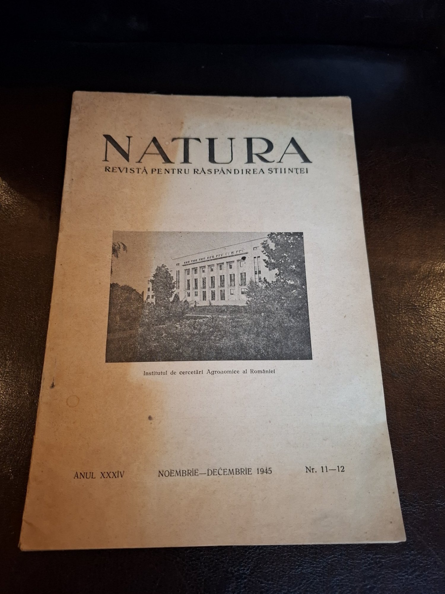 Revista Natura - Nr.11-12 Noiembrie-Decembrie 1945 anul XXXIV