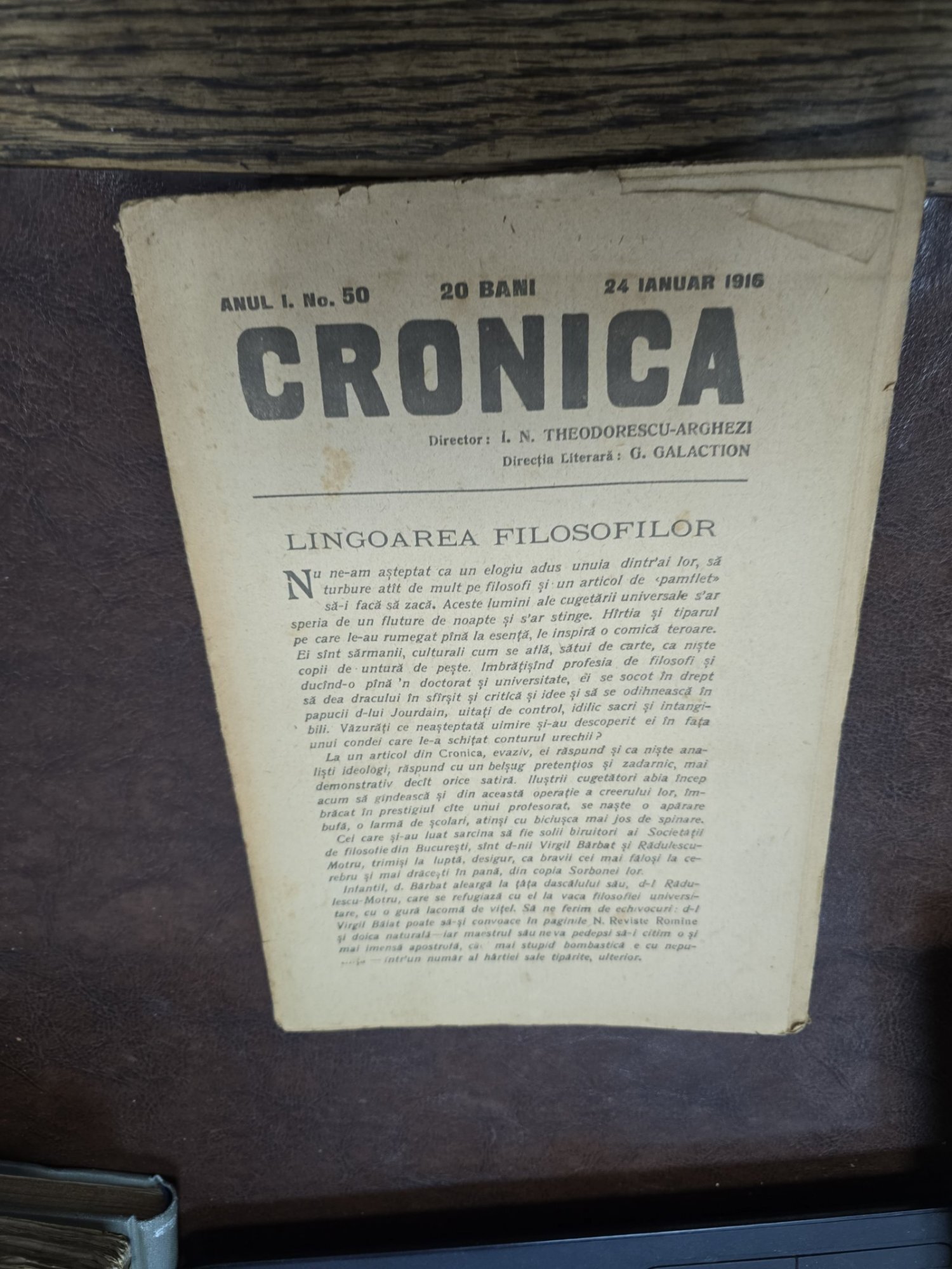 Cronica nr.50/1916 - I. N. Theodoreescu-Arghezi
