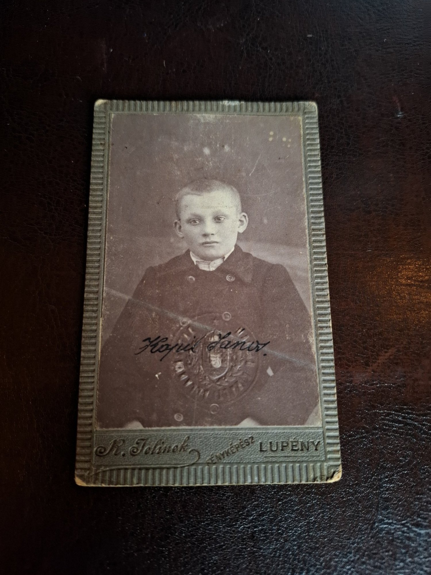 Fotografie tip CDV , Portret adolescent , alb negru , Lupeny - R.Felinek