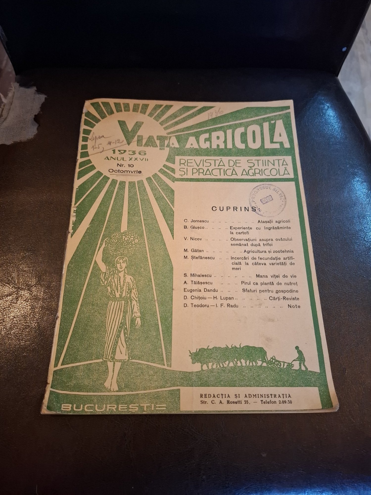 Revista Viata Agricolă - 1936 Anul XXVII nr.10 Octombrie