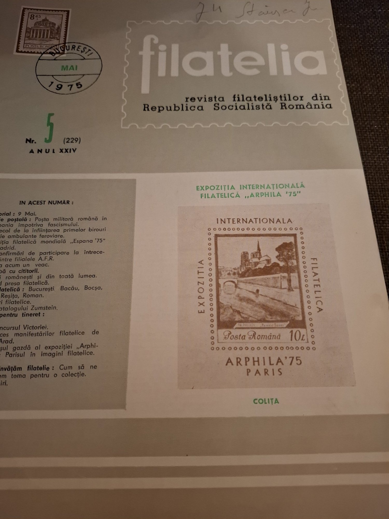 Revista Filatelia - Nr.5 1975 Mai Anul XXIV