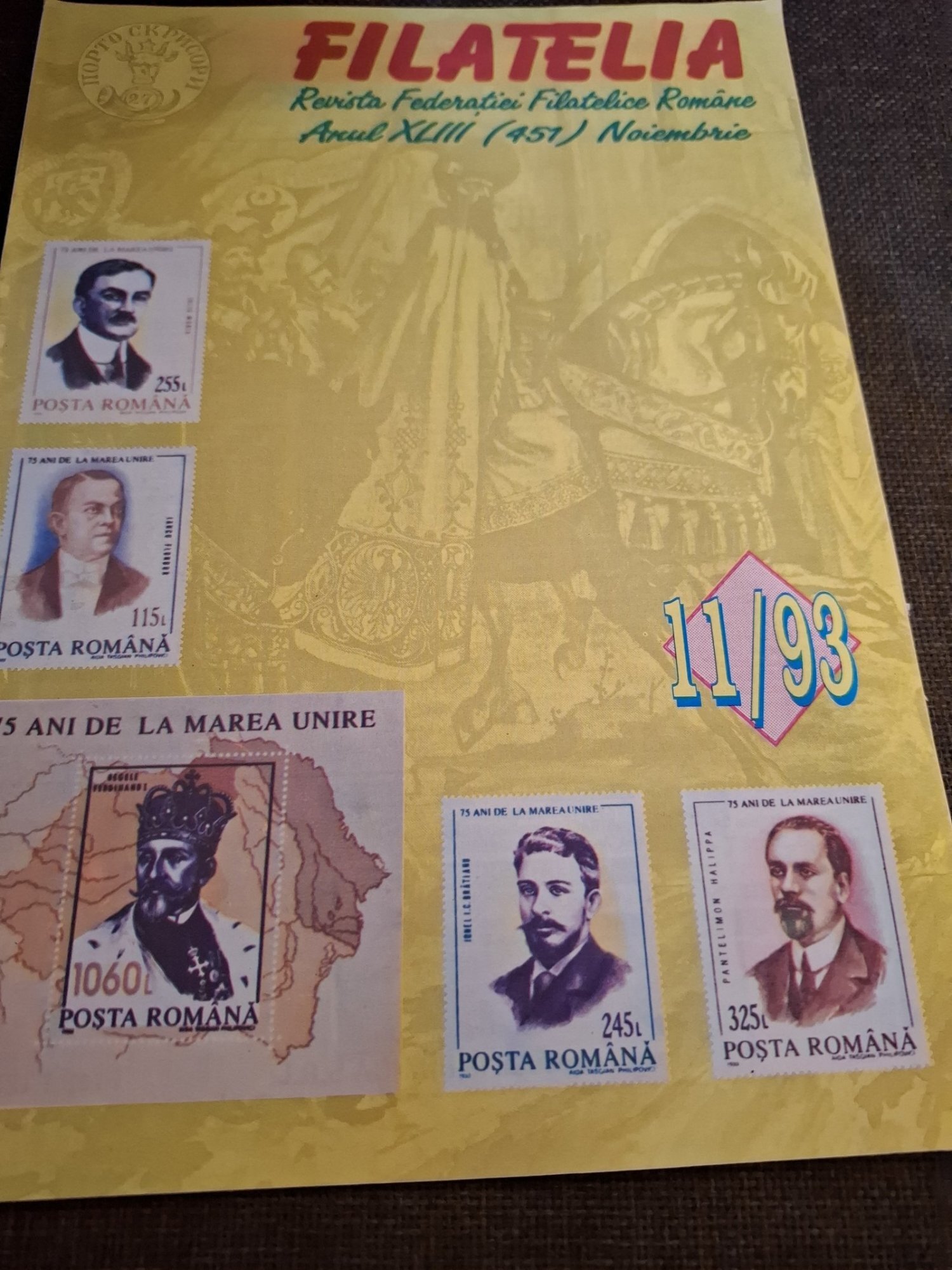 Revista Filatelia Nr.11 Noiembrie 1993 Anul XLIII - Federatia Filatelica Română