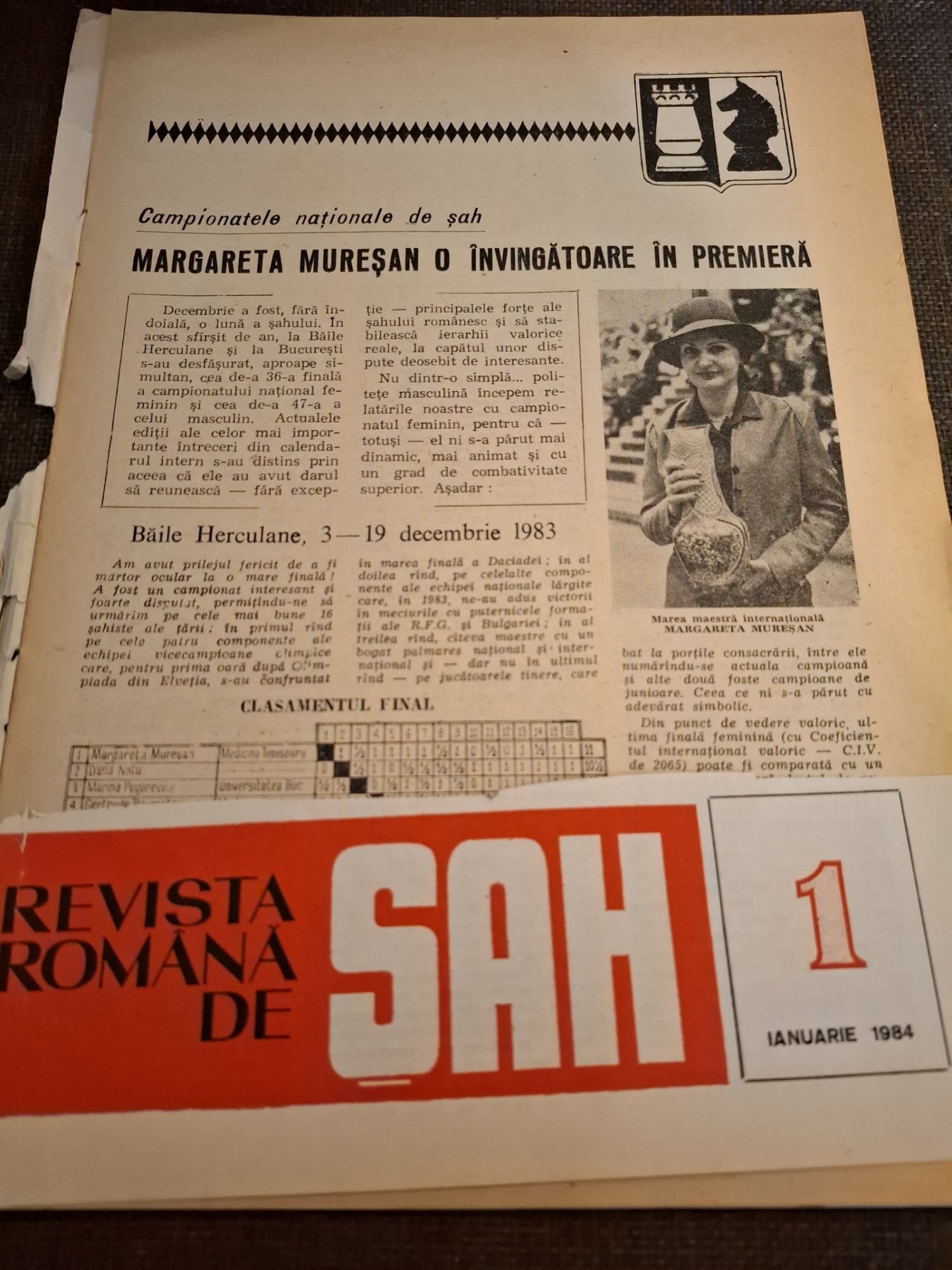 Revista Romana de Sah Nr.1 1984 Ianuarie - Lipsa coperta