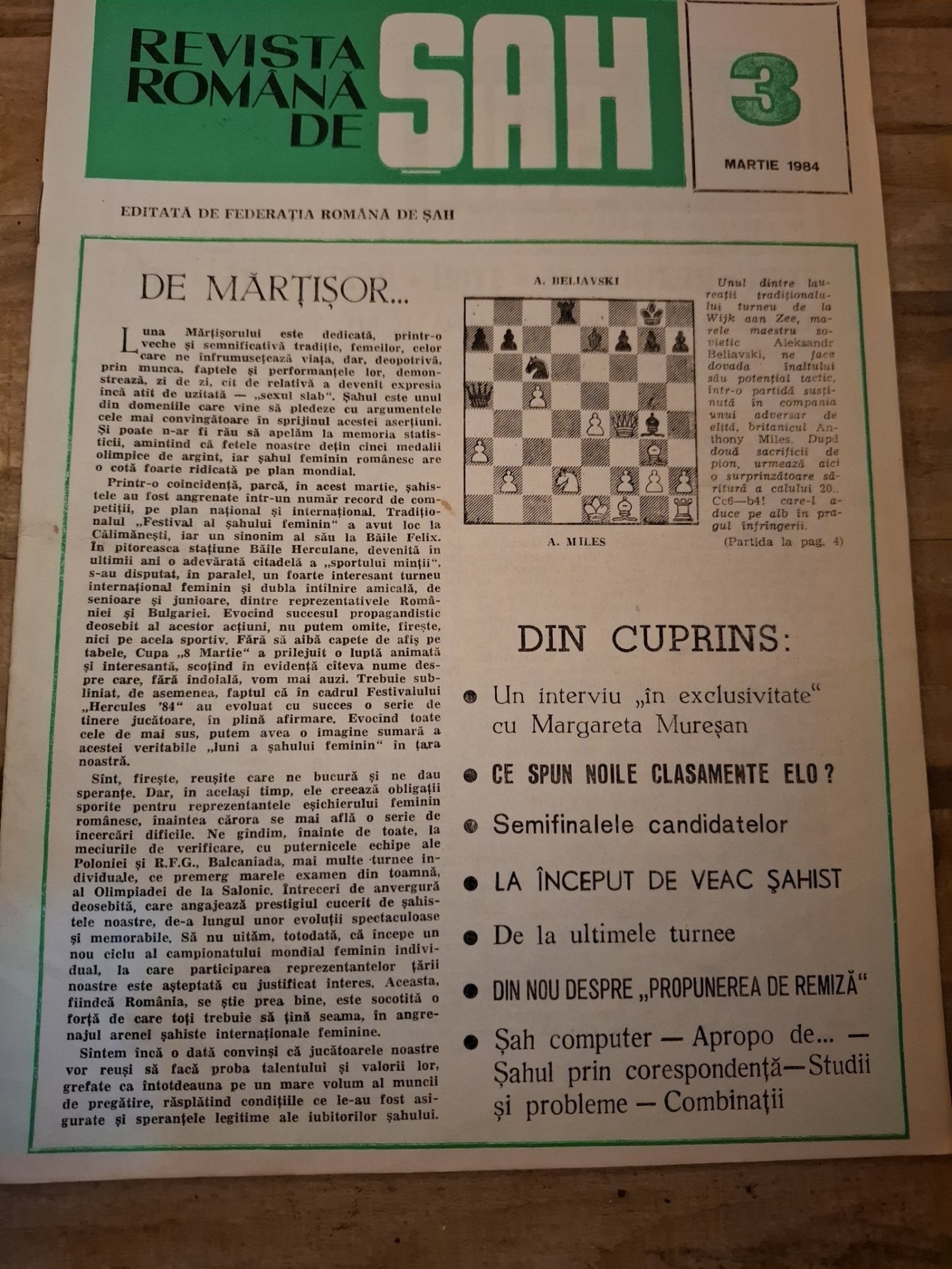 Revista Română de Șah - Nr.3 1984 Martie