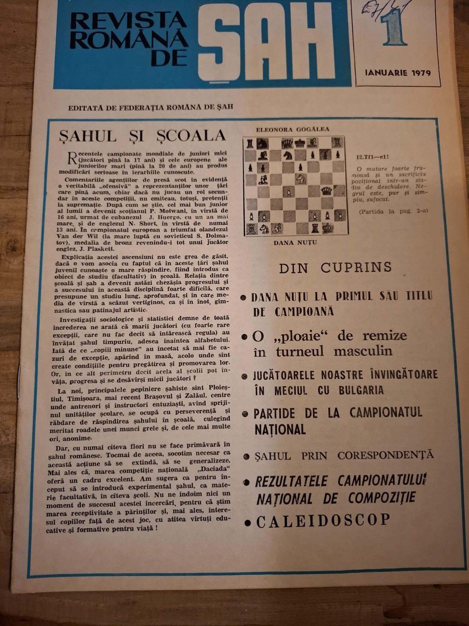 Revista Română de Șah - Nr.1 1979 Ianuarie