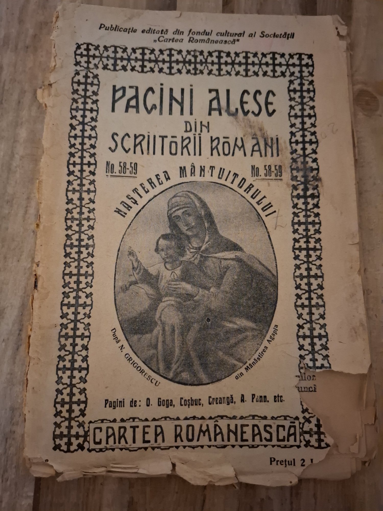 Pagini alese din scriitorii români Nr.58-59 - pagini de O. Goga, Coșbuc, Creangă, A. Până
