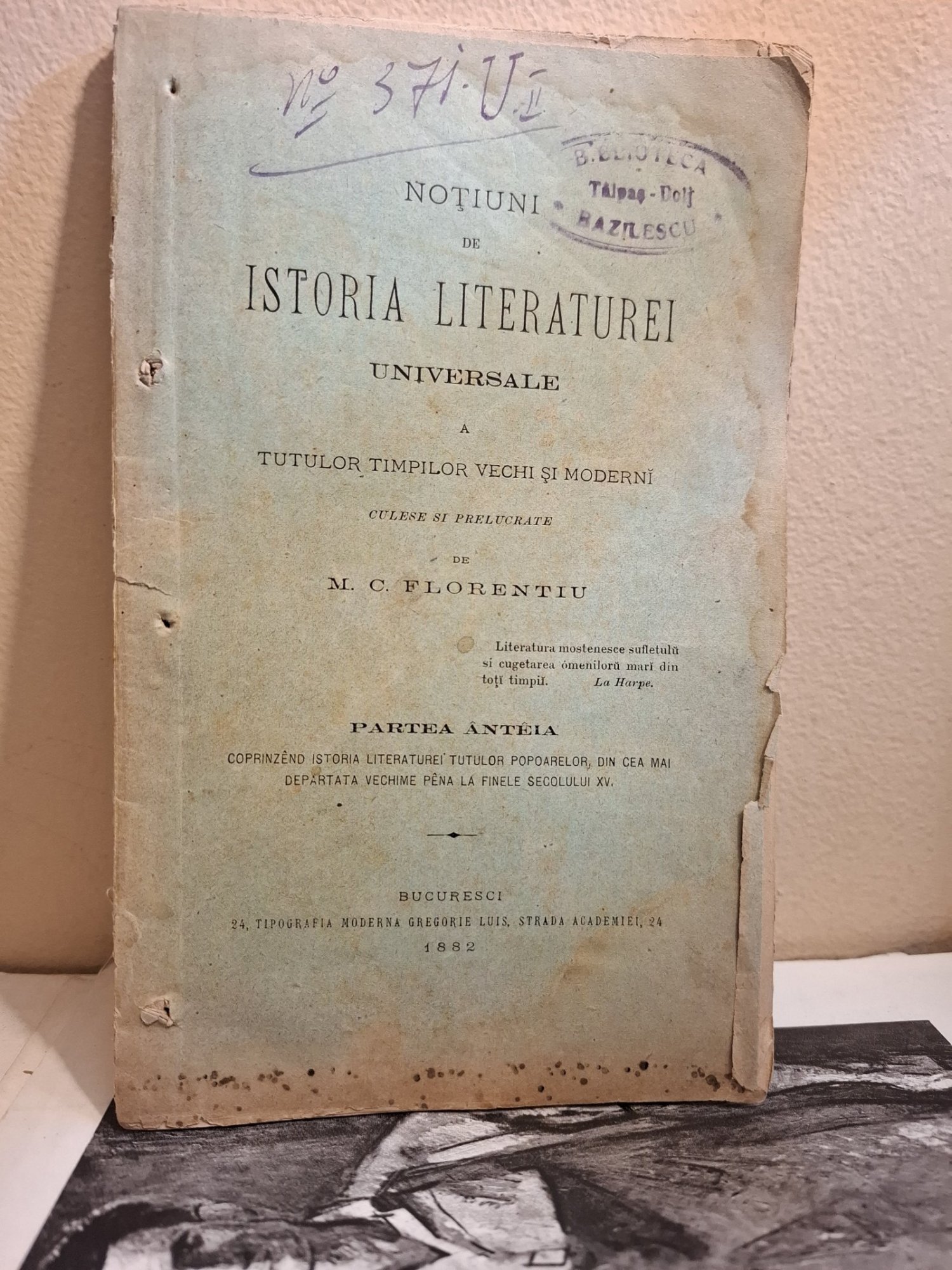 Notiuni de istoria literaturii universale - M. C. Florentiu