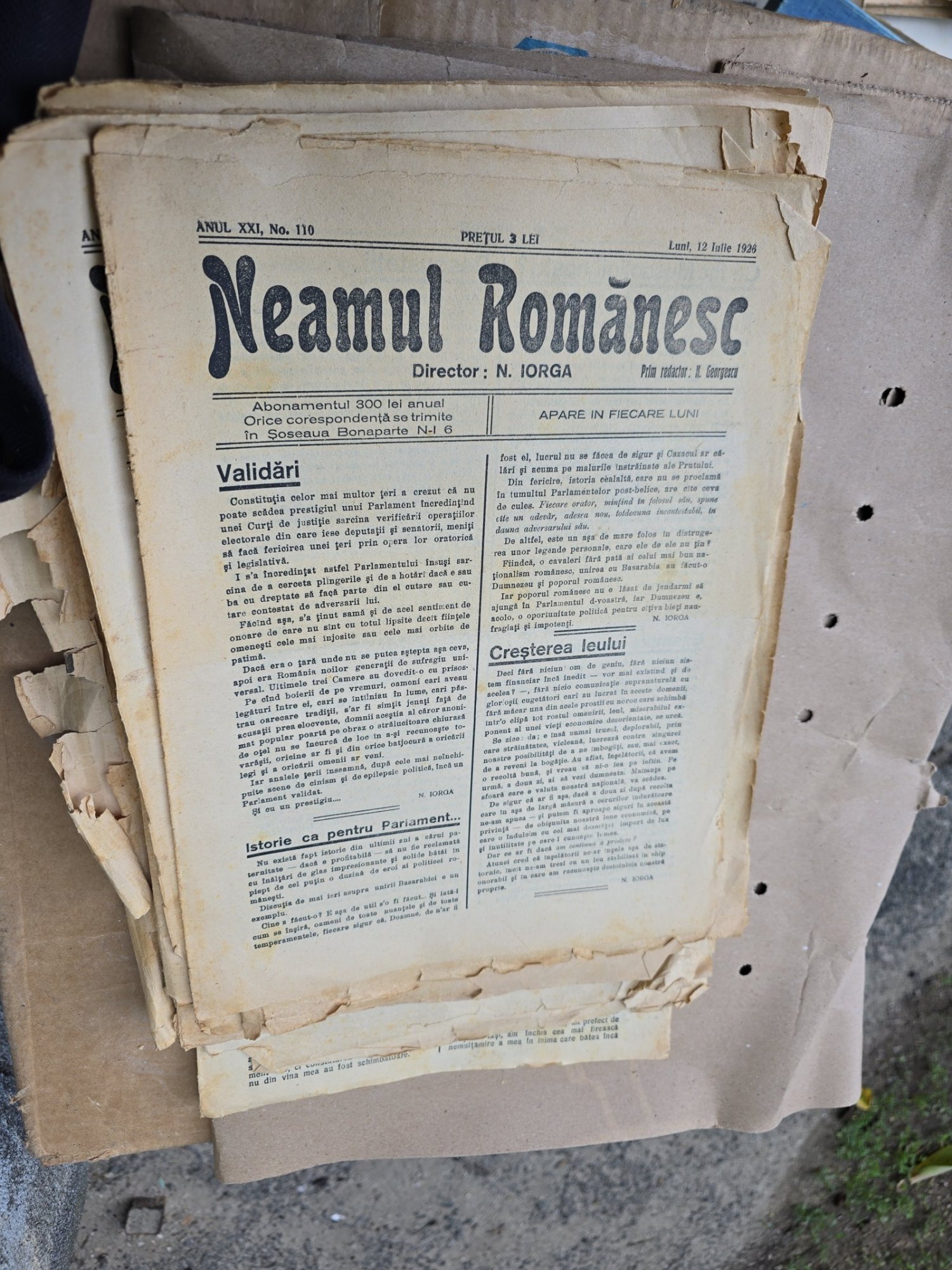 Neamul Românesc - nr 110, 12 iulie 1926