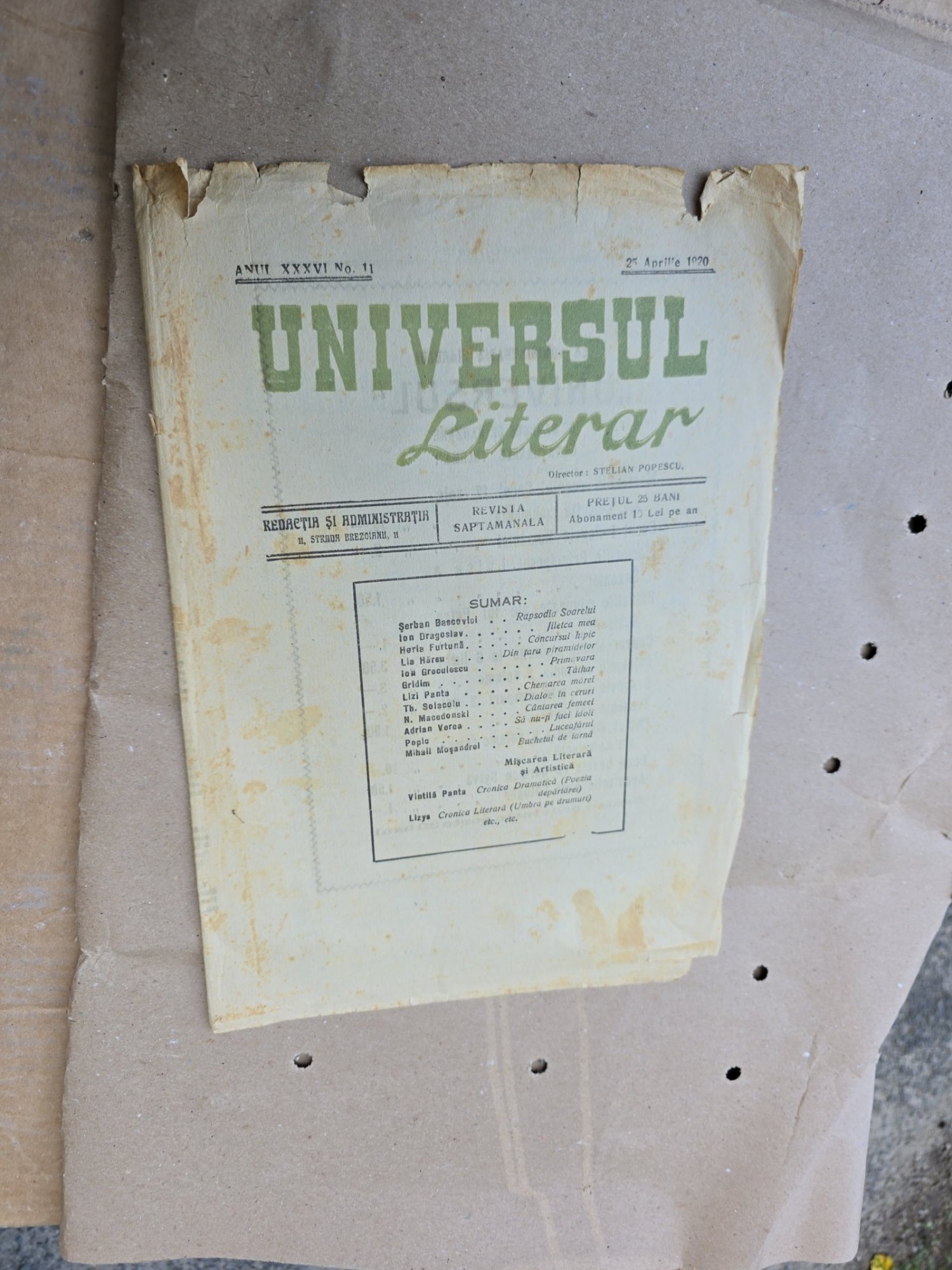 Universul Literar -  nr 11, 25 aprilie 1920