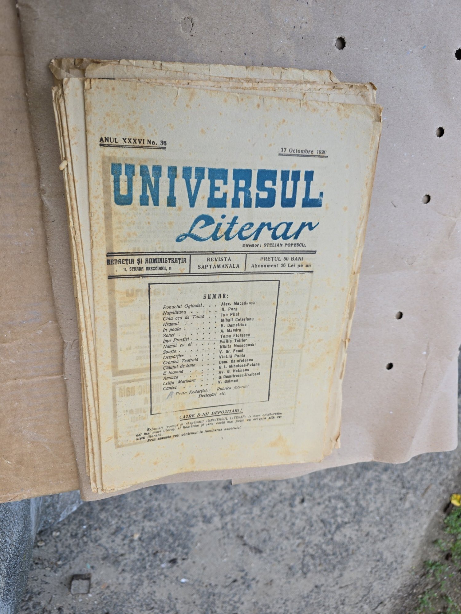Universul Literar - nr 36, 17 octombrie 1920
