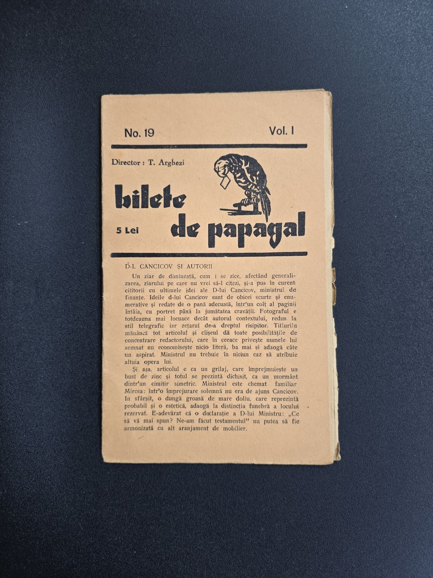 Bilete de papagal Nr.19 Vol.I - T. Arghezi