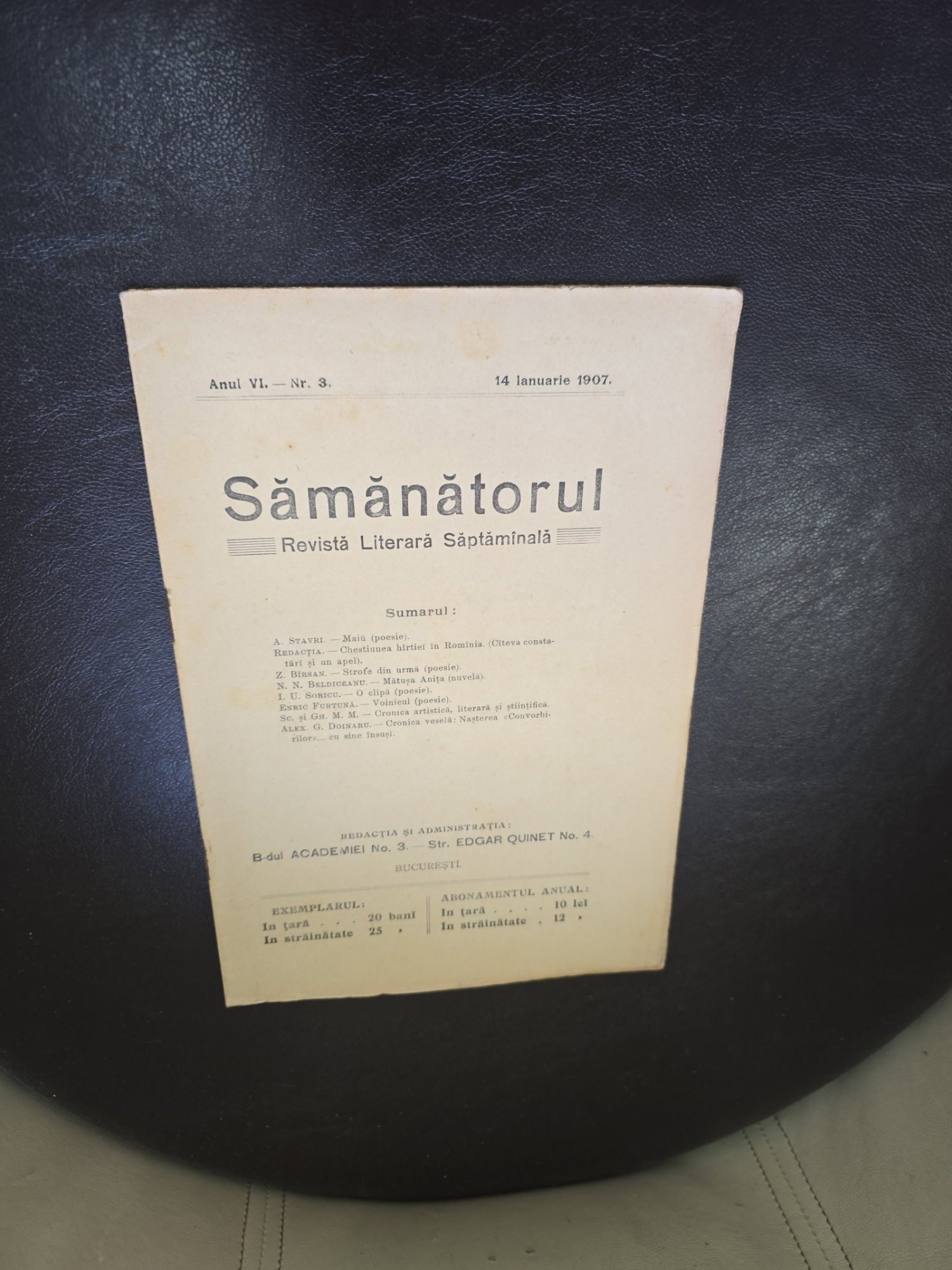 Revista Samanatorul, revista literara saptamanala nr.3/1907