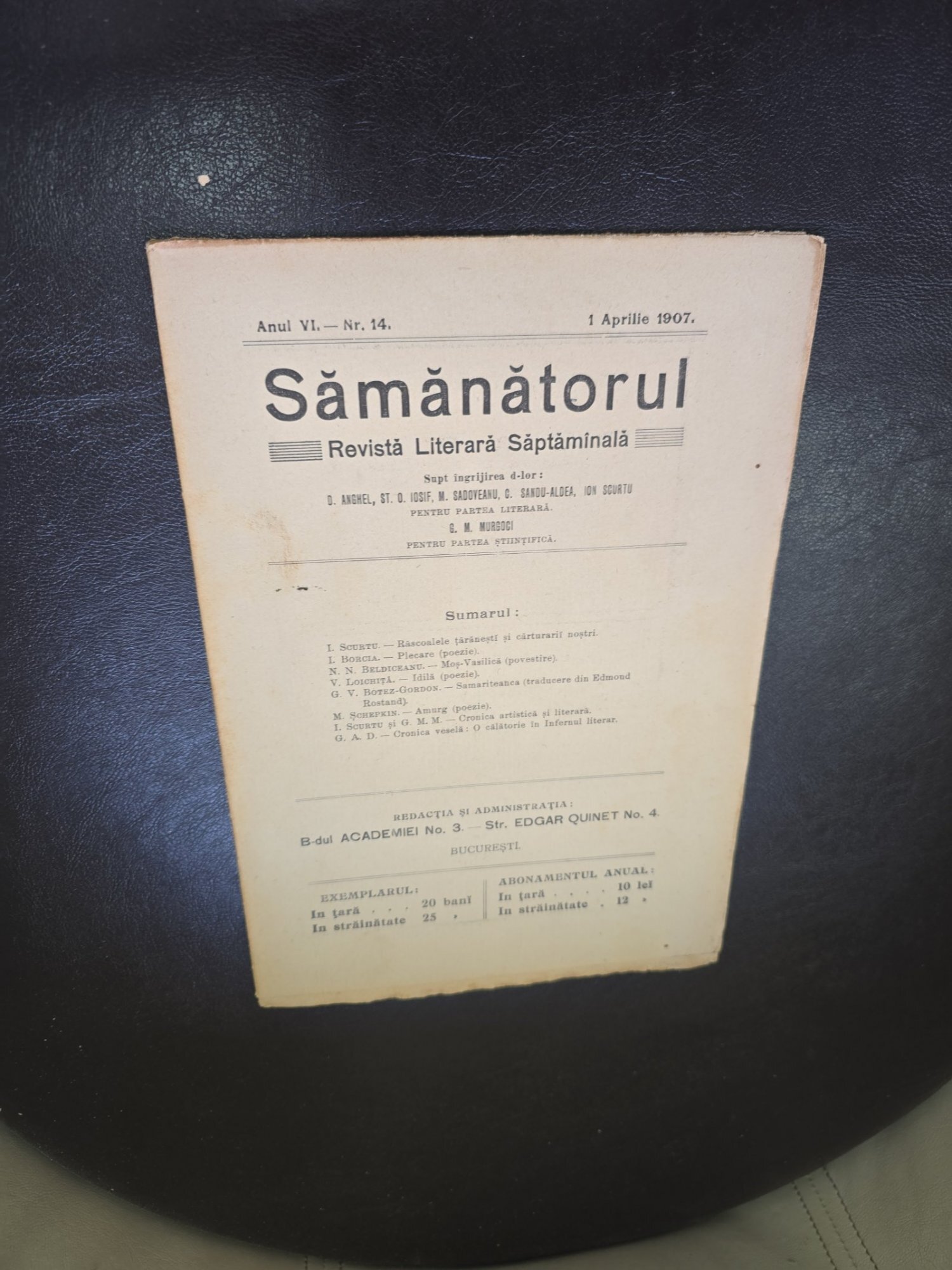 Revista Samanatorul, revista literara saptamanala nr.14/1907