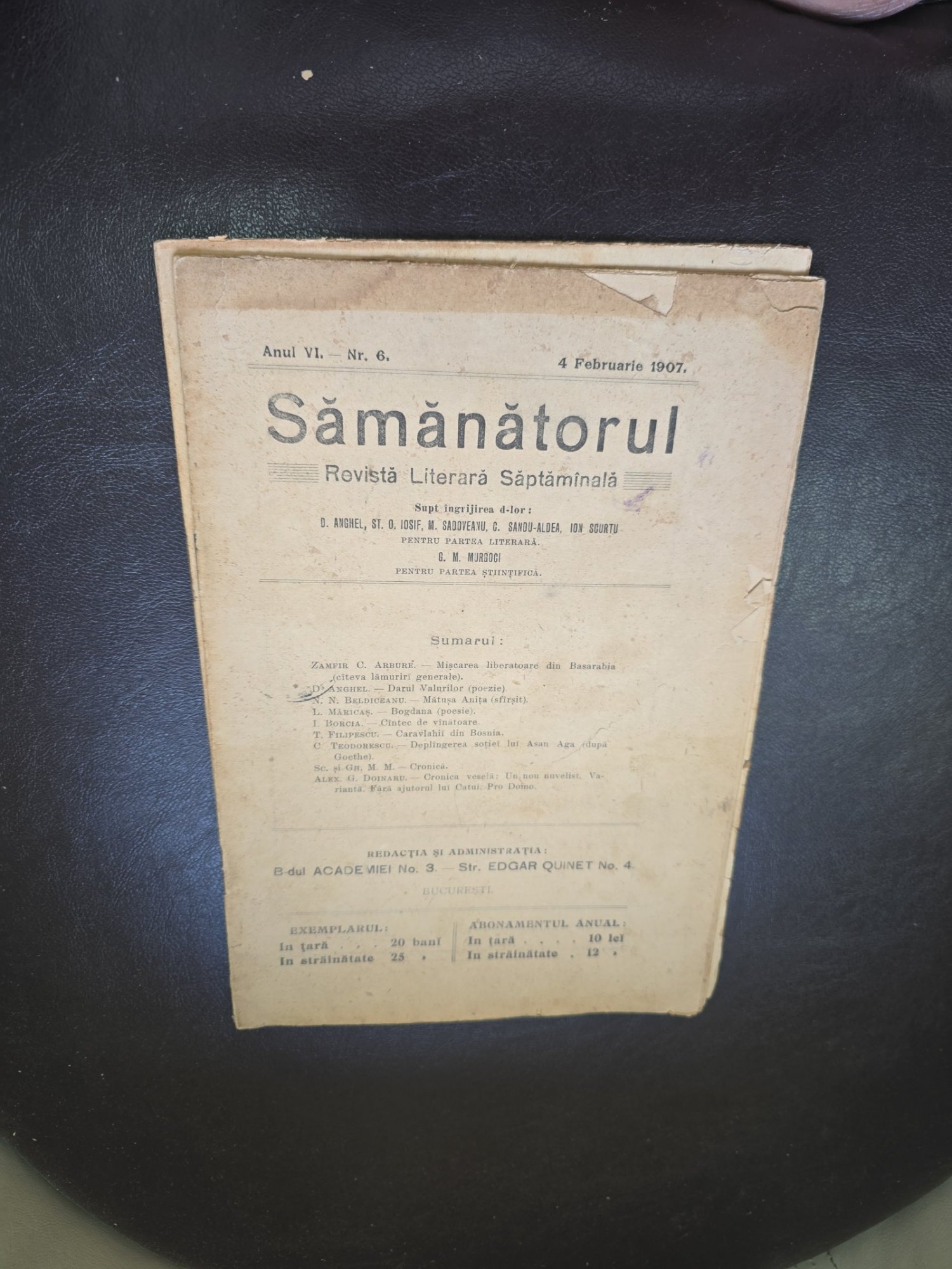Revista Samanatorul, revista literara saptamanala nr.6/1907