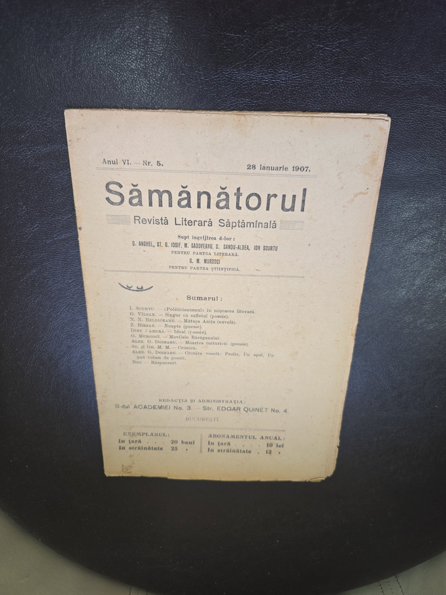 Revista Samanatorul, revista literara saptamanala nr.5/1907