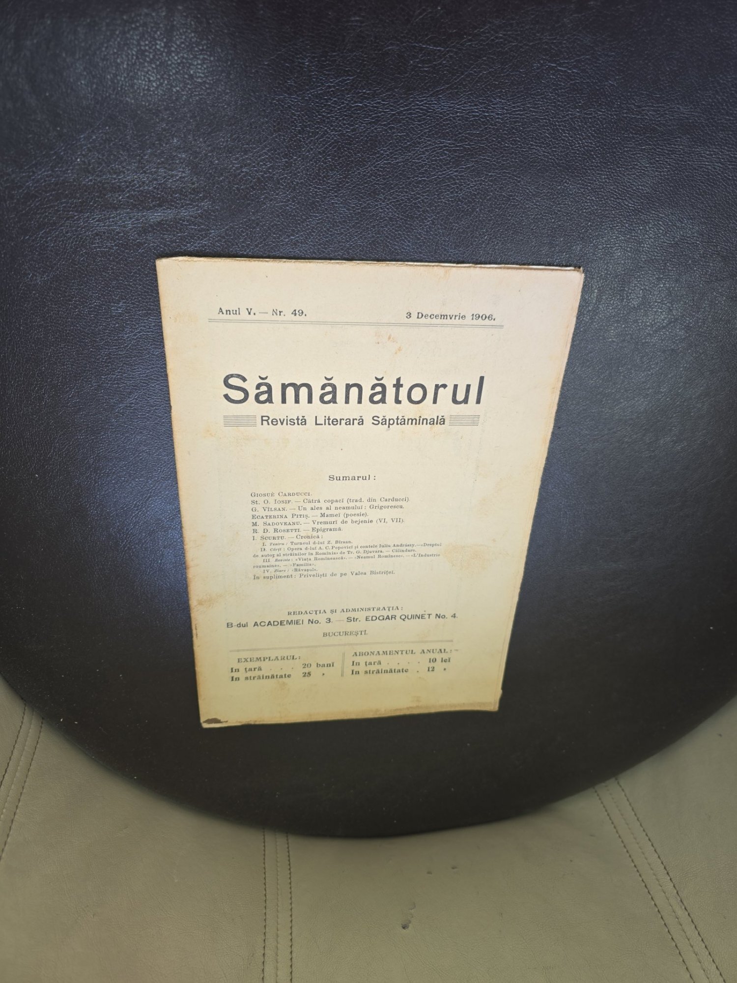 Revista Samanatorul, revista literara saptamanala nr.49/1906