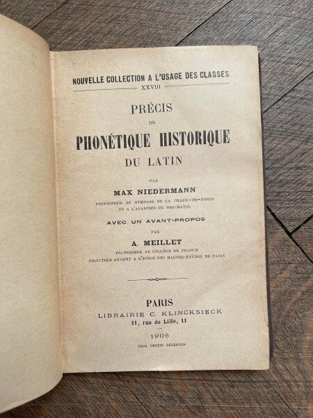 A. Meillet Precis de Phonetique Historique du Latin (1906)
